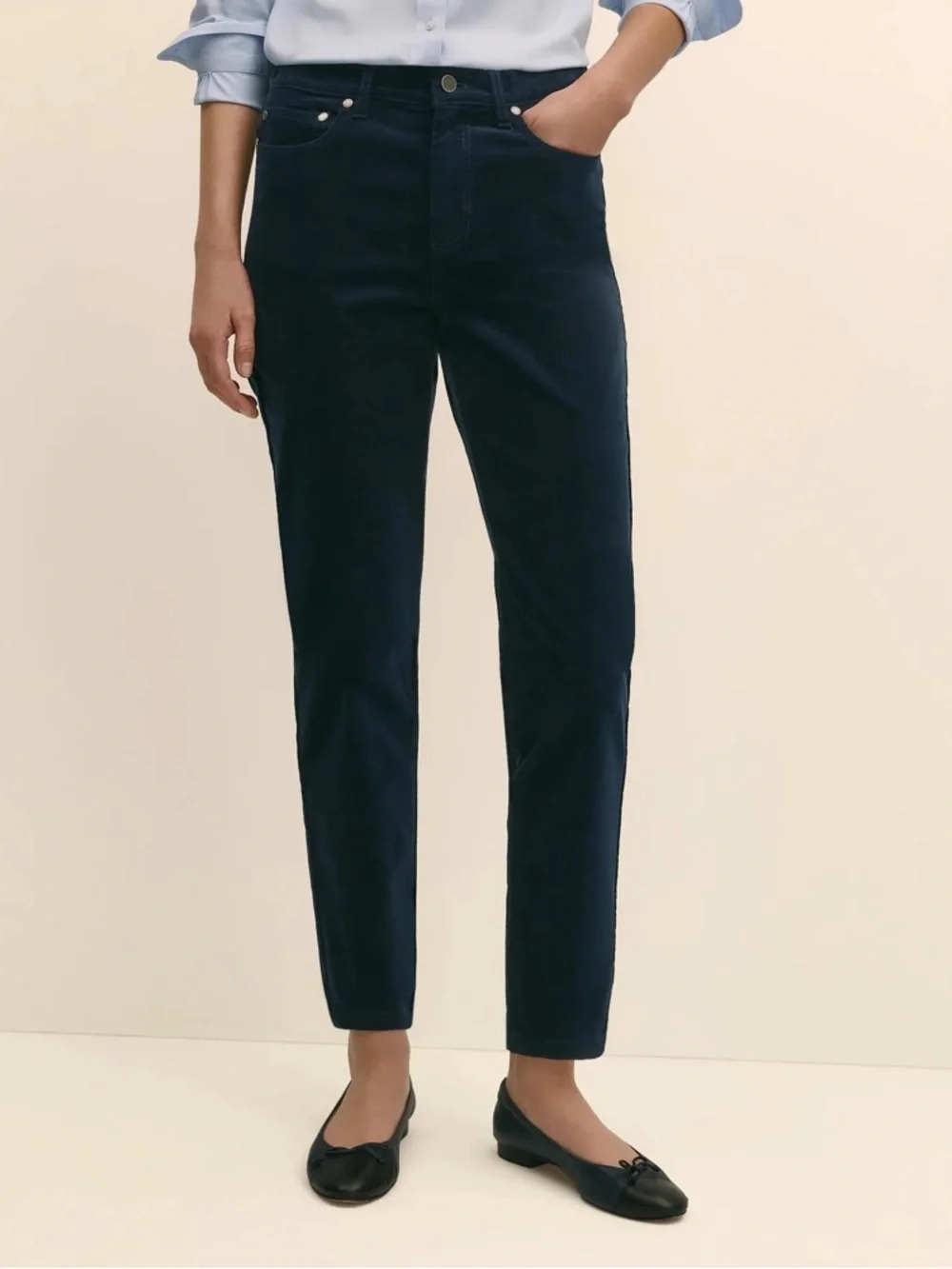 Brooks Brothers Navy Corduroy Pants US 4 Slim Straight Mid Rise Quiet Luxury - Picture 15 of 15